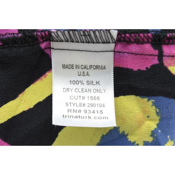 Trina Turk Tank Top Women's Medium Boho Colorful Floral Print 100% Silk USA - Picture 4 of 5